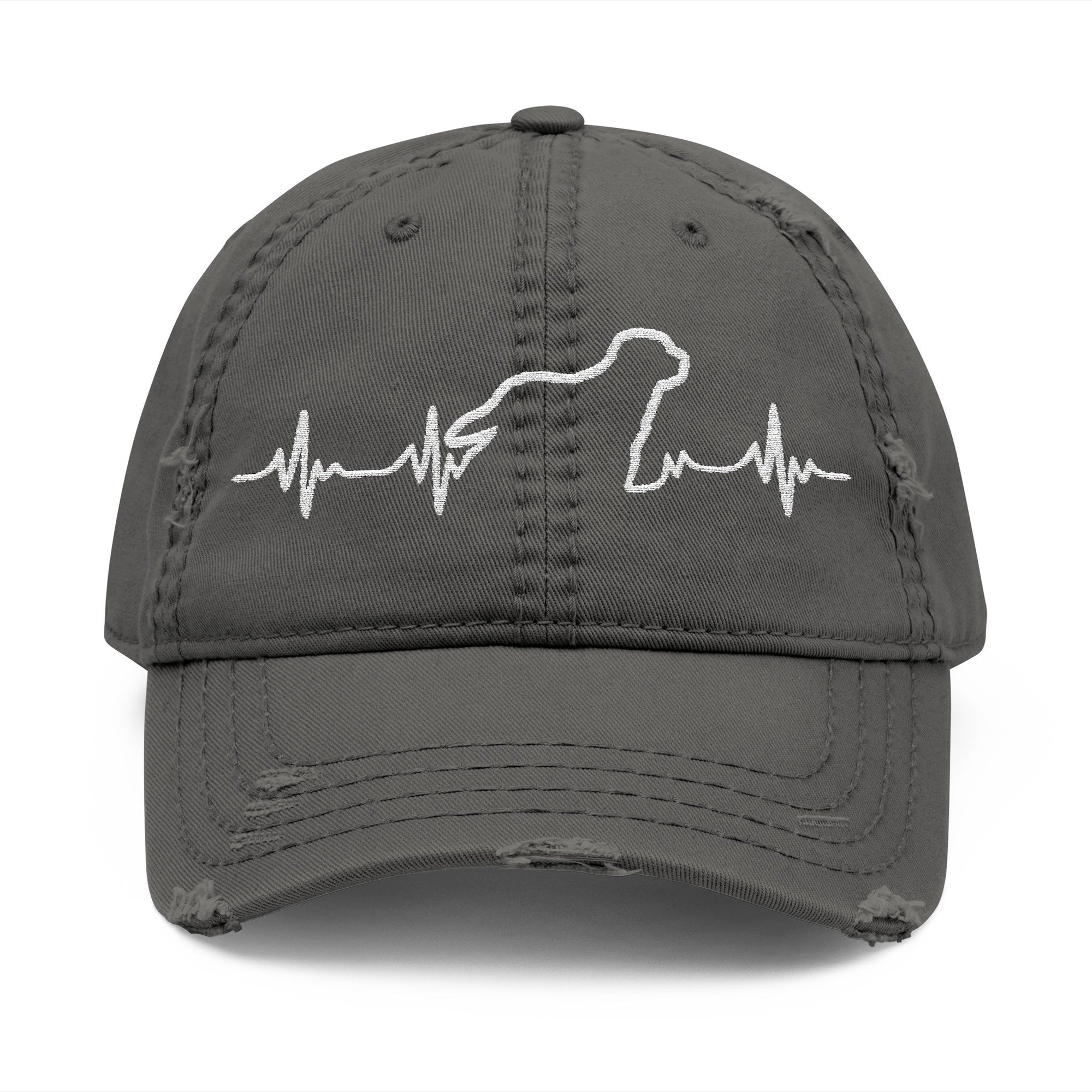 Distressed Dad Hat with Heartbeat Embroidery, Casual Cap for Dads, Gift for Father's Day, Trendy Outdoor Hat, Everyday Wear
